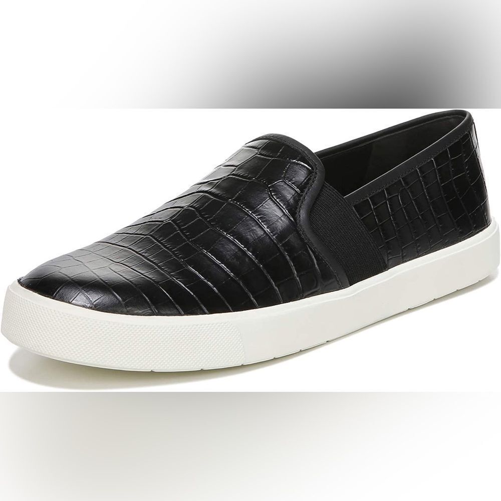Vince Black Croc-Embossed Slip-On Sneakers